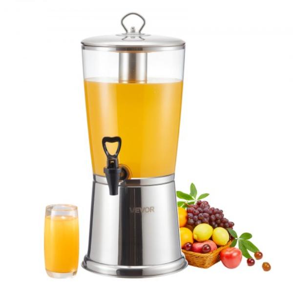Picture of Vevor BXGYLFPQBXGSY3S22001V0 Beverage Dispenser - 2.1 gal - Stainless Steel & Plastic - Juice Dispenser with Spigot - Iced Tea Lemonade Juice Water Dispenser for Parties - Restaurants - Hotels