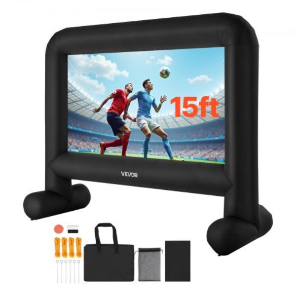 15 ft. Inflatable Movie Screen - Inflatable Projector Screen - 16-9 Easy Set Up - Outdoor Backyard - Home Theater - Theme Party