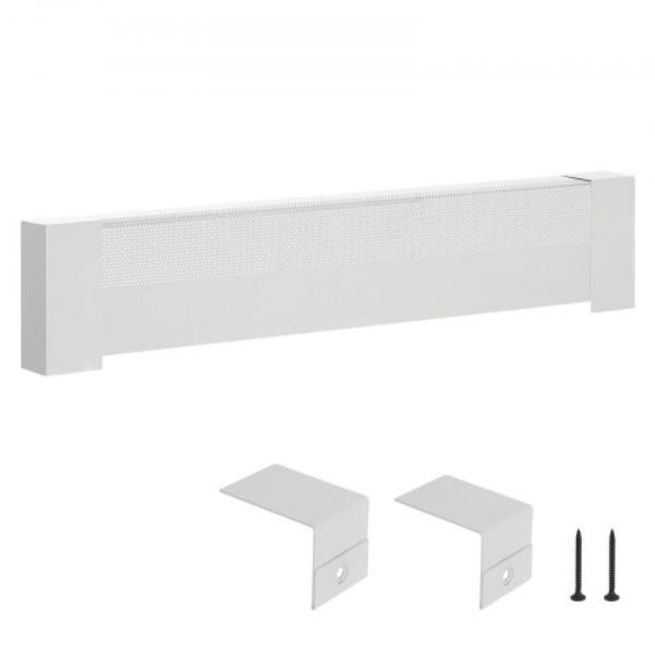 Baseboard Heater Covers - Basic Series 3 ft. Standard Electric Heating Unit Front Cover White Heavy-Duty Steel - Easy Installation