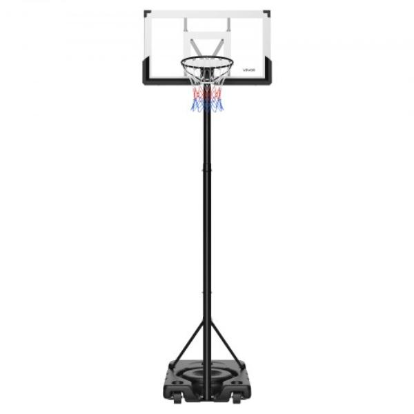 Portable Basketball Stand - 10 ft. Height Adjustment - 48 in. PC Backboard - Portable Basketball Hoop with Wheels for Kids - Teens - Adults