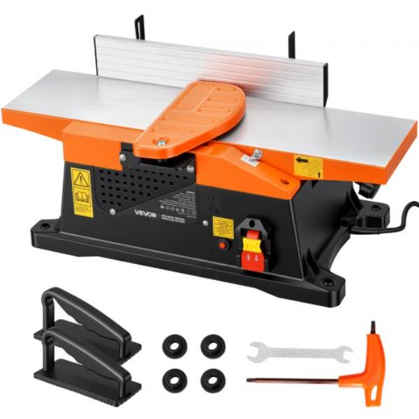 6 in. Spiral Benchtop Jointer - 2 HP 12000 RPM with 12-Blade Cutterhead - Adjustable Fence - 6 x 23 in. Table for Woodworking DIY