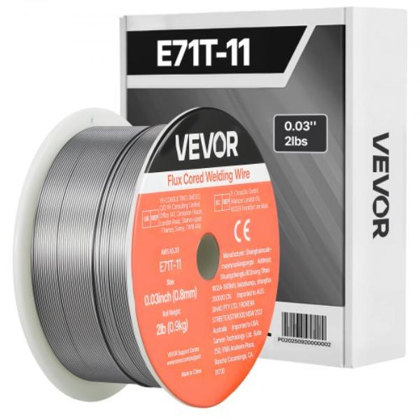 Flux Core MIG Welding - Wire E71T-11 0.03 in. 2 lbs Gasless Mild Steel Welding Wire Low Spatter All Position Arc Welding Self-Shielded Outdoor Use