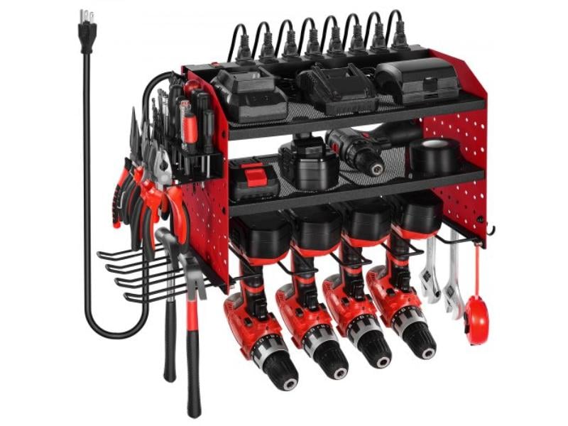 DDGJJTZGBK3CN3NZA002V1 Power Tool Organizer with Charging Station & 3-Layer Drill Storage Rack