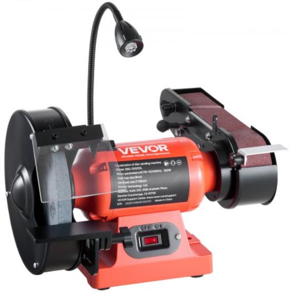 8 in. Bench Grinder - 2 x 28 in. Belt Sander Combo - 350W Professional Grinding Sanding Machine with LED Work Light & Protective Eye Shield