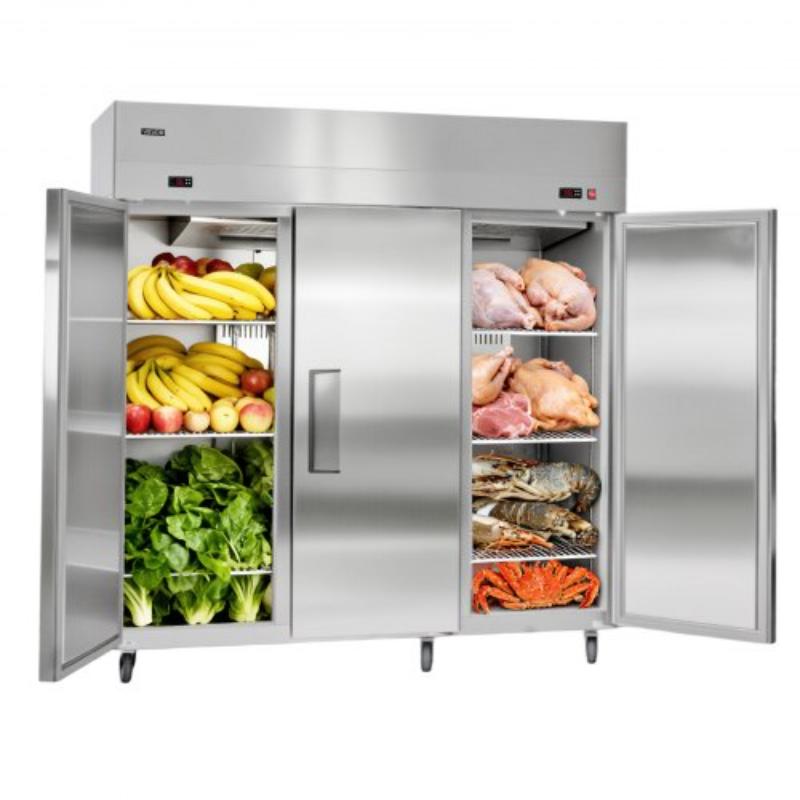 Picture of Vevor LSSYLJDSMZLZOWFEX001V1 Commercial 72 in. 51 cu. ft. Stainless Steel Upright Freezer & Refrigerator Combo with Three Doors - Auto-Defrost - 9 Adjustable Shelves - UL Certified