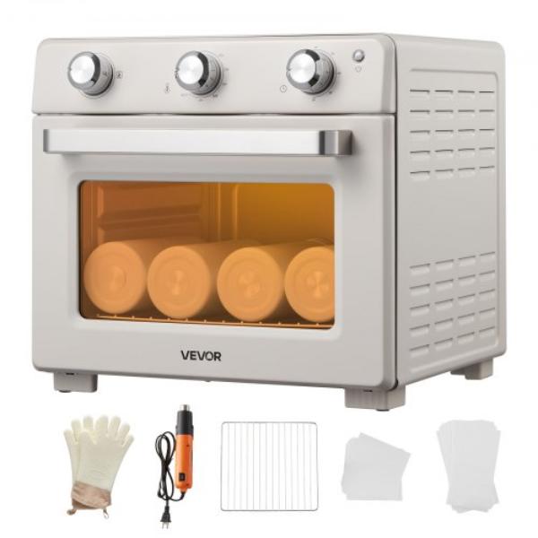 Picture of Vevor RSHKXMBS25LJYQ6E6001V1 Sublimation Oven Machine - 26 qt. for 40 oz Tumblers with 1 Heat Air Gun - 50 Shrink Films - 1 Tape - 2 Heat Gloves - 360 deg Turbo Convection - Off-White