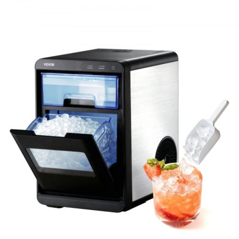 Picture of Vevor TMSZBJJJB44LI12I6001V1 Countertop Ice Maker - 44 lbs per Day - Self-Cleaning Portable Machine with Scoop - Drawer-Style Ice Access - Nugget Ice-Making Machine with Chewable Ices for Home