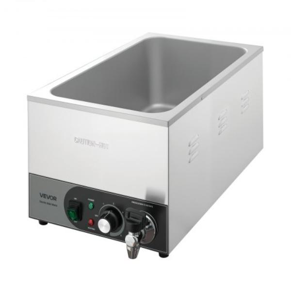Picture of Vevor SYSPBWQ313FSZ43PV001V1 Commercial Food Warmer - 1200W Electric Stainless Steel Steam Food Warmer - Fast Heating Countertop Buffet Bain Marie - Catering - Restaurants - Parties & Buffets