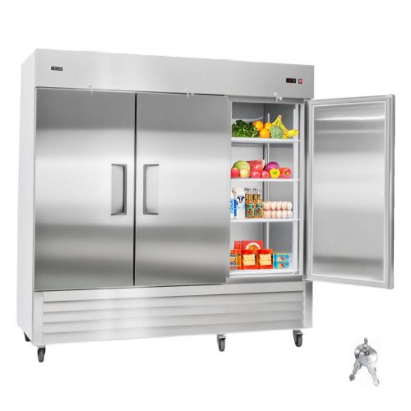Picture of Vevor LSSYLJDSMLZDM5931001V1 Commercial Reach-In 85 in. - 69 cu. ft. Stainless Steel Upright Refrigerator with Three Doors - Auto-Defrost - 12 Adjustable Shelves - 32 to 50 deg Temp Control