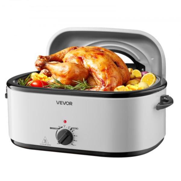 Picture of Vevor KJLBS26QT145026BX001V1 Roaster Oven - 26 qt. Electric Roasting Pan - Adjustable Temperature 150-450 deg - Fast-Cooking Turkey Roaster - Cool-Touch Handle - Visible Self-Basting Lid - 30 lbs