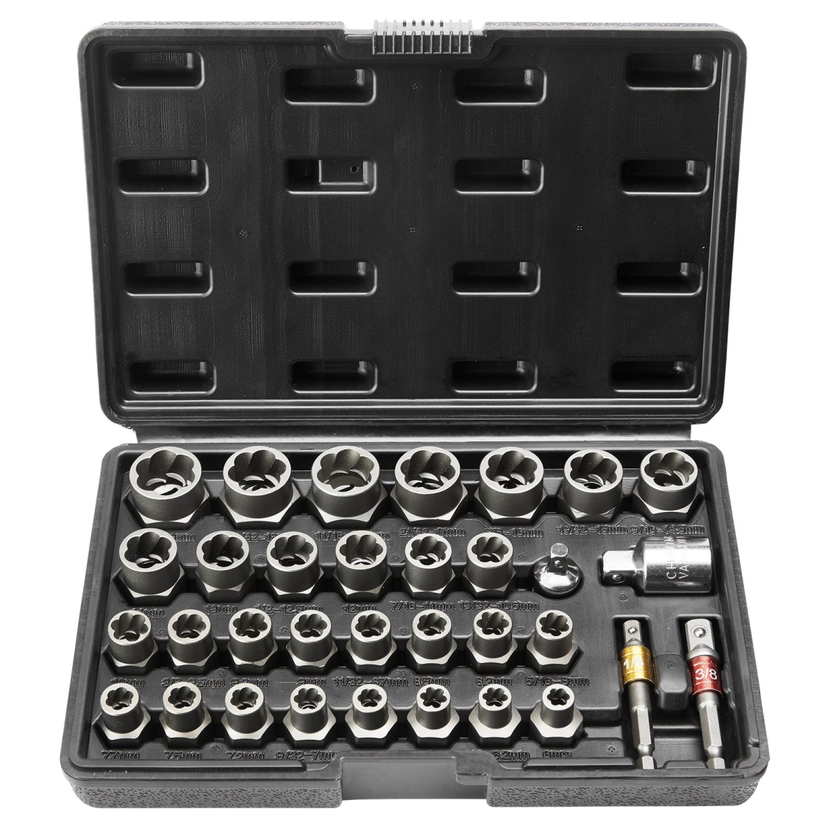 Bolt Extractor Set 29-Piece Bolt and Nut Remover Set with Storage Case, 29PK