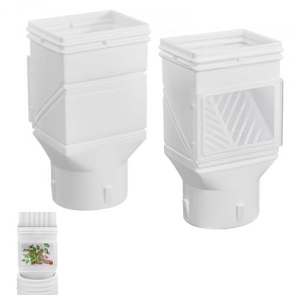 Gutter Downspouts - Downspout Diverter Rainwater Collection System for 2 x 3 or 3 x 4 in. Standard Inlet - Flexible Rain Water Barrel Kit - White