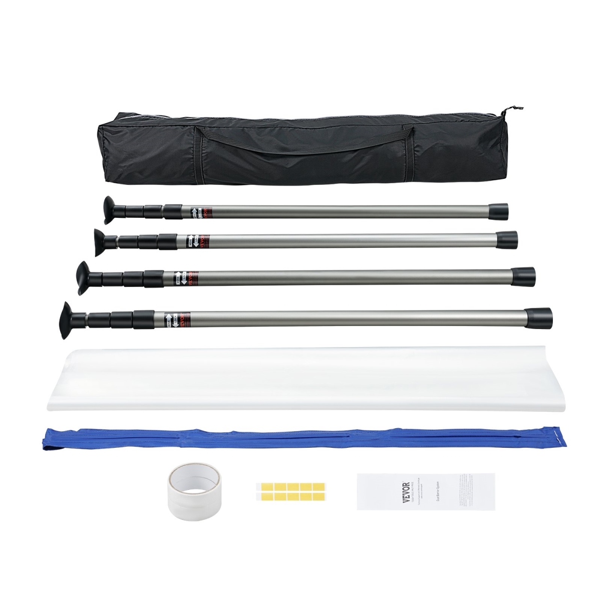 FCPZYCY410FTV2QEBV0 Dust Barrier Poles, 12 ft. Spring Barrier Loaded Poles, Dust Barrier System with 4 Telescoping Poles