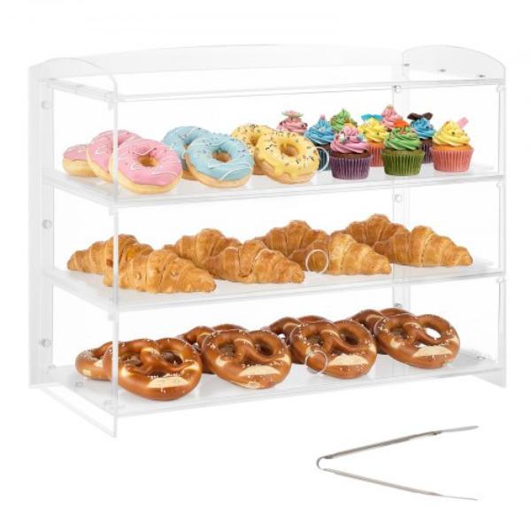 Picture of Vevor MBZSJYKLJX3CKQDVS001V0 Bakery Display Case - 3-Tier Commercial Countertop Pastry Display Case - Clear Acrylic Bread Box - 19 x 9.1 x 15 in.