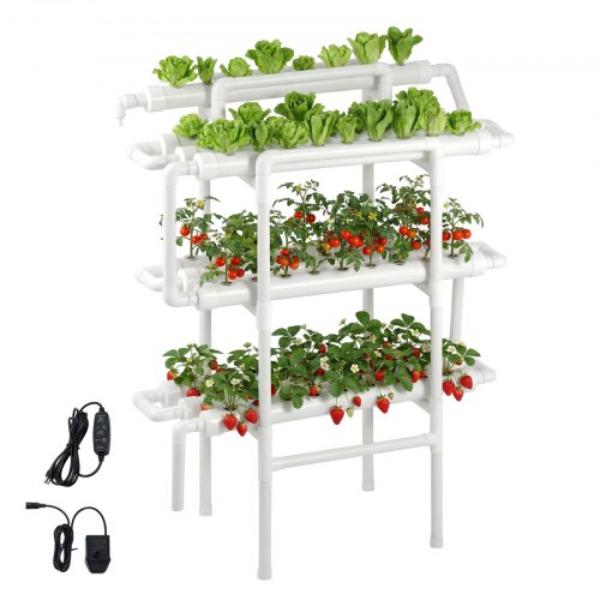Hydroponics Growing System Kit - 3-Tier 90 Sites UPVC Pipe Hydroponic Grow Kit - Indoor Home Garden Vegetable Planting Grow Kits