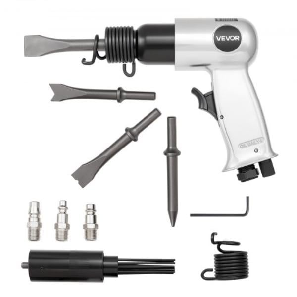 Air Hammer - 4500BPM Pneumatic Hammer with Rust Removal Air Needle Scaler & Chisels Round Shank for Cutting Scraping Demolishing - 4 Piece