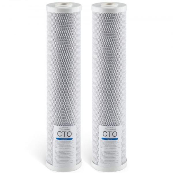 Picture of Vevor QWSGLQLXCTOGKCMIB001V0 Whole House Water Filter Replacement Cartridge - 4.5 x 20 in. CTO Carbon Block - Replacement Filter - Reduce Chlorine - Bad Taste - Odor - Pack of 2