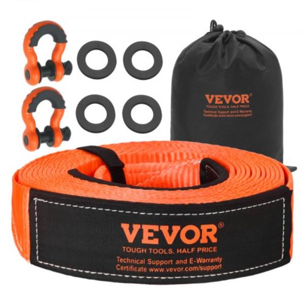 Heavy Duty Tow Strap Recovery Kit - 3 in. x 30 ft. 36000 lbs Tree Saver Winch Strap - 0.75 in. D-Ring Shackles for Truck Jeep SUV ATV