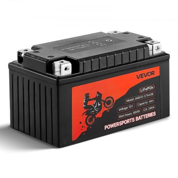 LSTLMTCDLDC1XBVRE001V9 Motorcycle Battery - 12V 4AH - LiFePO4 Lithium Pre-Charged Powersports Battery - Maintenance Free & High Performance
