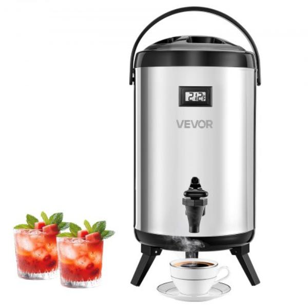 Picture of Vevor YLHLQQYXKYSBWOMZA001V9 Insulated Beverage Dispenser - 2 gal Stainless Steel Thermal Drink Server with Spigot & Temp Display - Silver