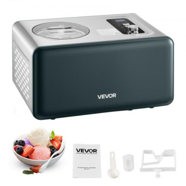 Automatic Ice Cream Maker - Built-in Compressor - 1.5 qt. No Pre-Freezing Gelato Maker - 3 Modes Compressor Ice Cream Machine for Home Kitchen