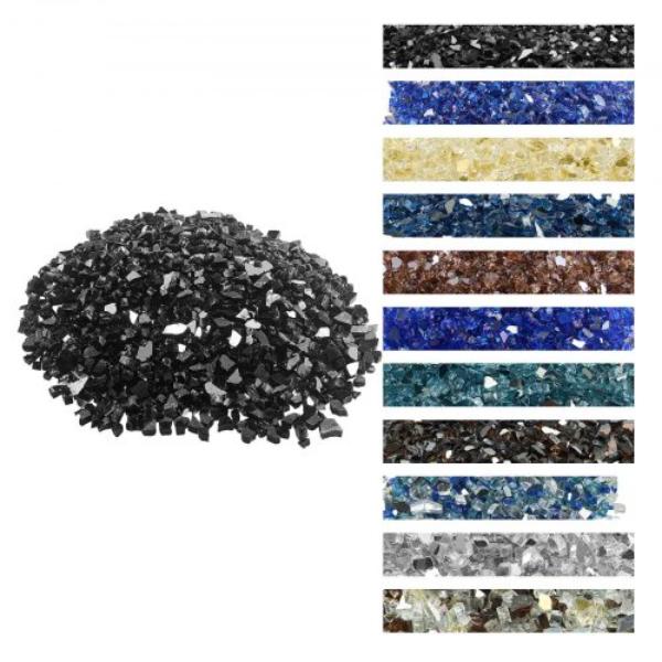 FHBLFGSGHBL14A1CJ001V0 Fire Glass - 20 lbs High-Temperature Resistant Fireplace Rocks - 0.5 in. Reflective & Smokeless Firepit Glass Rock - Black