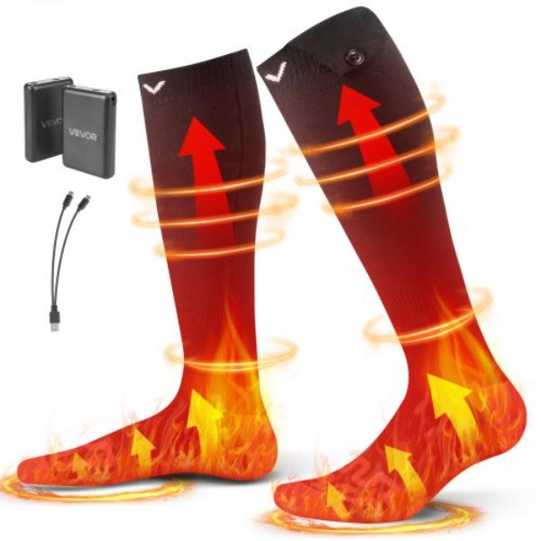 Heated Socks - 5000mAh Battery Powered - Rechargeable Heating Socks - 4 Heating Levels - Electric Heated Sock - Foot Warmer - Men & Women