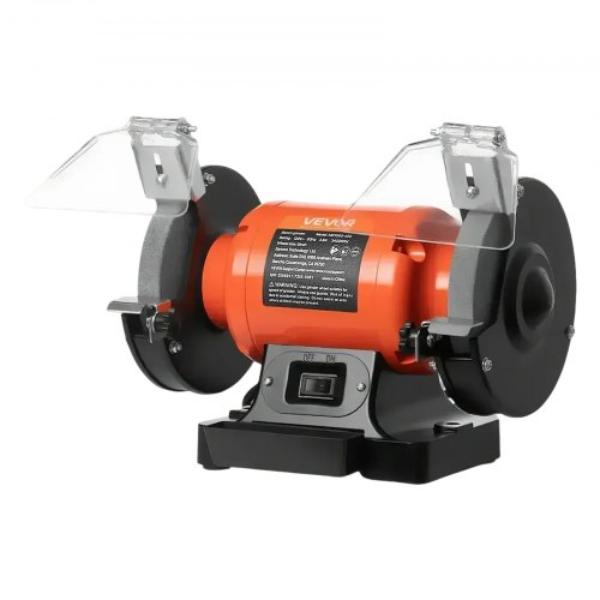 Bench Grinder - 6 in. Single Speed 3450RPM High-Speed Table Grinder 450W 3.8A Induction Motor - 36-60 Grit Grinding Wheel Adjustable Eye Shield