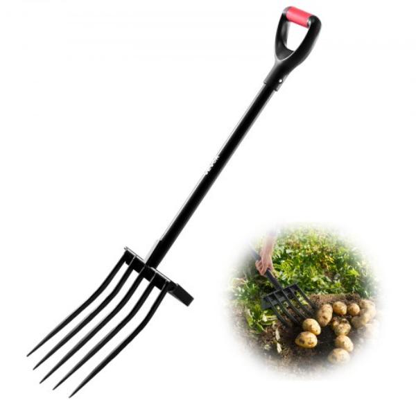 HYCWJCGC5C1JS1RA7001V0 Garden Fork - 5-Tine Gardening Pitchfork - Metal Handle - 41 in. Heavy Duty Digging Fork - Y Grip - Forged Steel Spading Fork