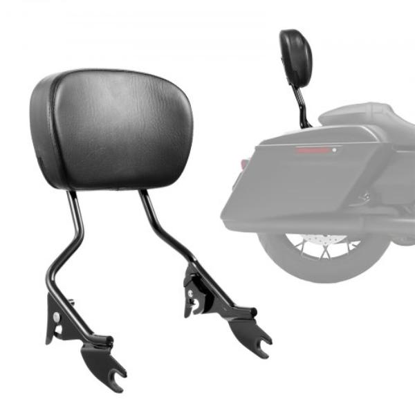 MTCCKKBJDKBJVEAEIV0 Detachable Motorcycle Passenger Backrest with Harley-Davidson Touring - Street Glide - Road Glide - Road King - Black - 16 in.