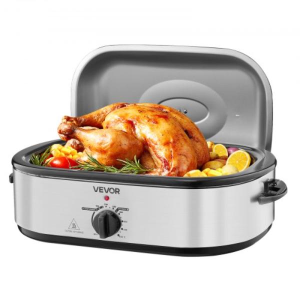 Picture of Vevor KJLYS18QT1457S93K001V1 18 qt. Roaster Oven - Adjustable Temperature 150-450 deg Self-Basting Lid - Cool-Touch Handle - Stainless Steel Turkey Ovens