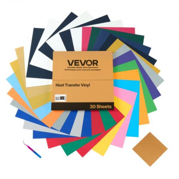 Heat Transfer Vinyl - 12 x 12 in. - HTV Iron on Vinyl Bundle - Easy to Cut & Weed with Cutting Machines - T-Shirts, Assorted Color - Pack of 3