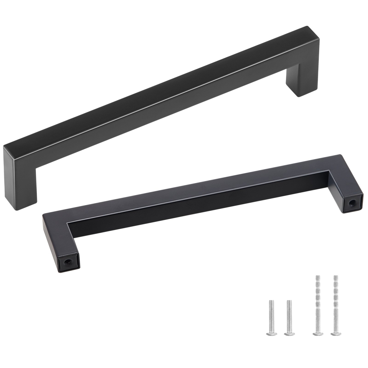 Pack of 30 Cabinet Pulls, 6.3 in. Center to Center Slim Square Kitchen Cabinet Drawer for Kitchen Bathroom Bar Hardware Matte Black
