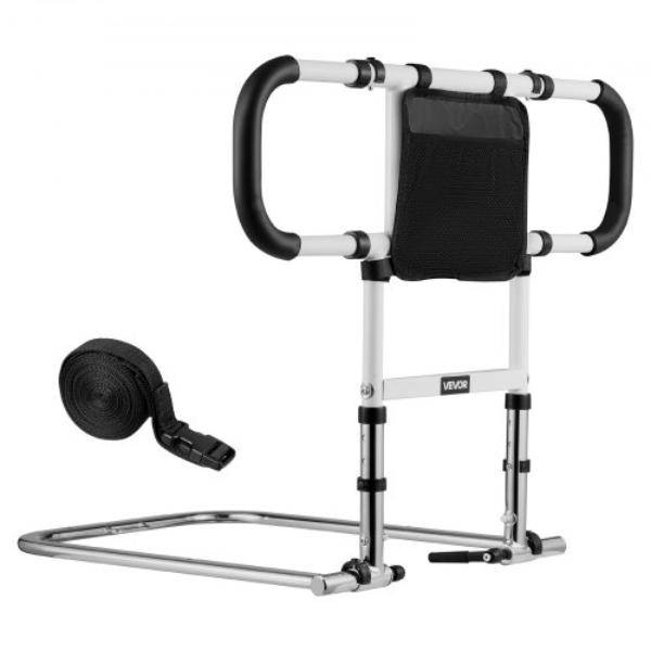 Bed Rail for Elderly - Foldable & Extendable Bedside Assist Rail - Adjustable Height - Carbon Steel Pipe for King, Queen, Full & Twin