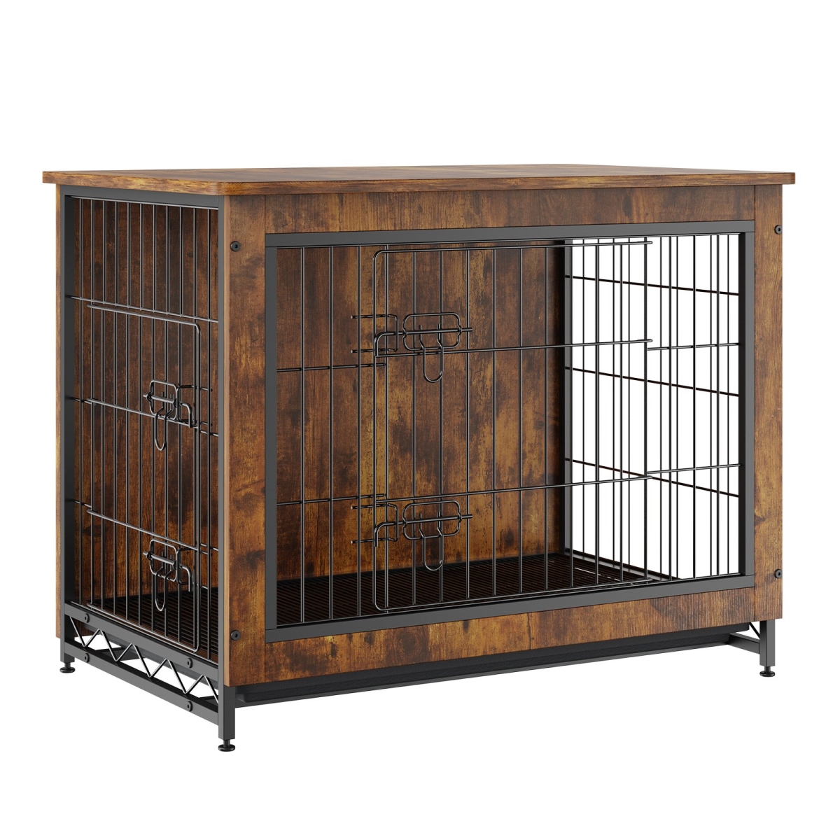 Picture of Vevor ZWJJSGLZSJSSO02XQV0 32 in. Wooden Dog Crate Furniture&#44; Double Doors&#44; Modern Dog Kennel Indoor for Dogs up to 45 lbs - Rustic Brown