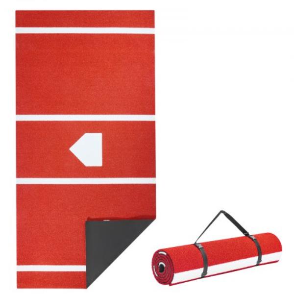 Baseball Hitting Mat - 10 x 3.8 ft. Batting Cage Mat - Batters Box Turf Mats - Softball Batting Practice Equipment - Portable Training Aid - Red