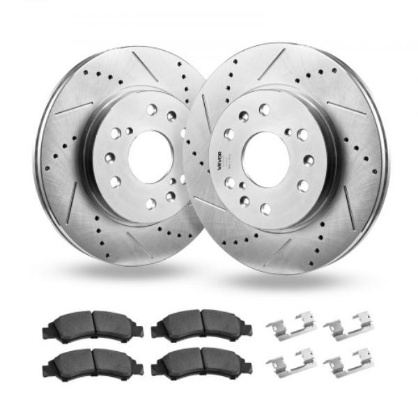 Front Brake Kit - Drilled & Slotted Brake Rotors Kit for 2008-2016 Cadillac Escalade & Escalade ESV - 2017-2020 Cadillac Escalade & Escalade ESV