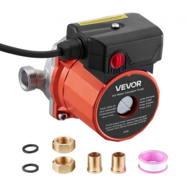 Hot Water Recirculating Pump - 10 GPM - Instant Circulation Circulator Pump System - 3-Speed Control - 0.13 HP - 110-120V - Stainless Steel Head