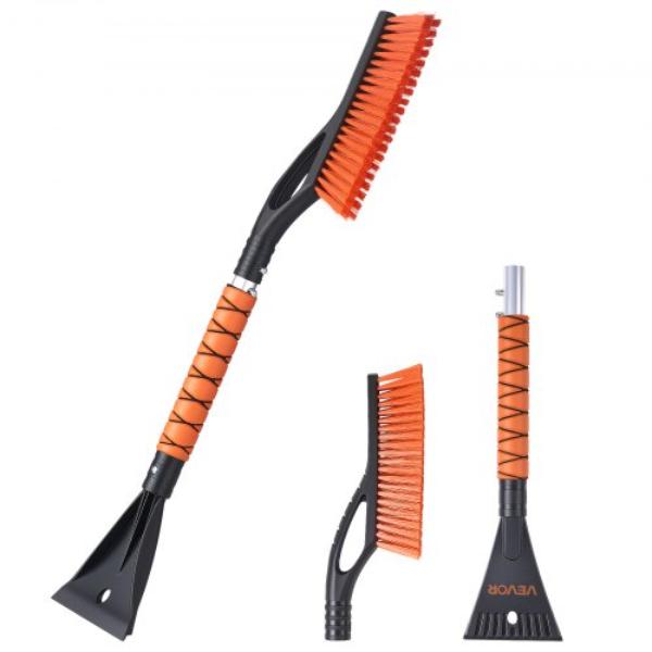 Snow Brush & Ice Scrapers - 27 in. Aluminum Snow Scraper Removal Tool with Foam Grip & Scratch-Free Bristles - Detachable & Easy-to-Carry