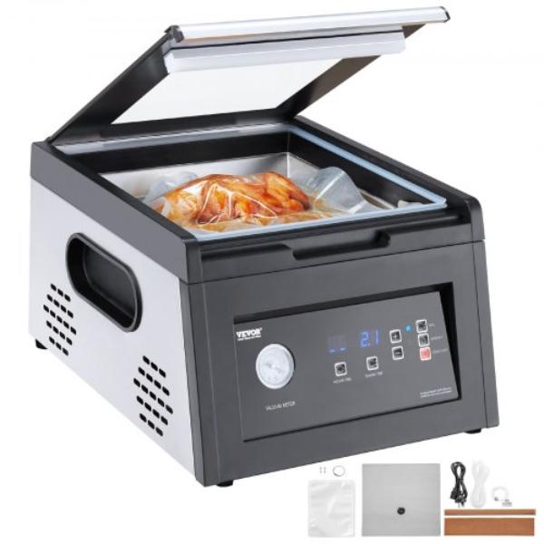 Picture of Vevor TSQSZKFKJ380TU5M1001V1 Chamber Vacuum Sealer - 380W Vacuum Pump Power - Sealing Bag Packing Machine for Wet Foods - Meat - Compact Design - 11.5 in. Sealing
