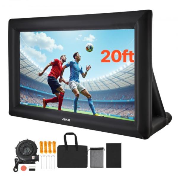 XCQSTYPMPJS2ZE5PH001V1 Inflatable Projector Screen - 20 ft. - Outdoor - Blow Up Screen - Oxford Fabric - 250W Air Blower - Home Theater - Theme Party