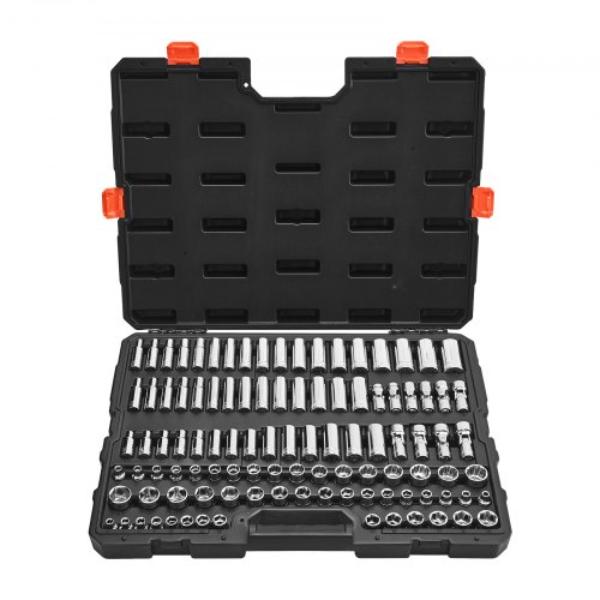 Socket Set - 0.375 in. Drive - Metric Size 6 to 24 mm - Deep & Standard - Mechanic Tool Kit - Chrome Plated CR-V Alloy Steel - 104 Piece