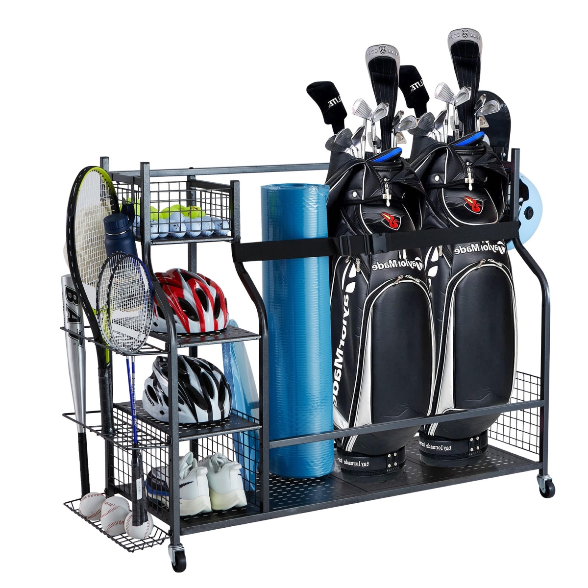Picture of Vevor GEFSNJHSS4G3RW6OGV0 Golf Storage Garage Organizer&#44; 3 Golf Bag Stand Holder & Other Sports Equipment Storage Rack - Black