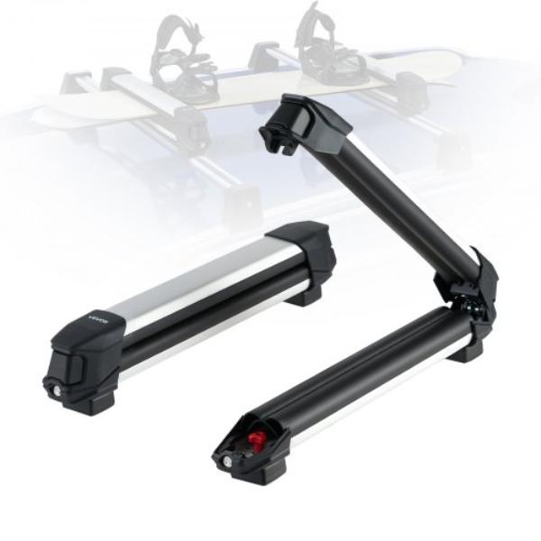 Ski & Snowboard Roof Rack - Carry up to 4 Pairs of Skis or 2 Snowboards - Aluminum Universal Car Roof Rack with Lock & Rubber Padding - 2 Piece