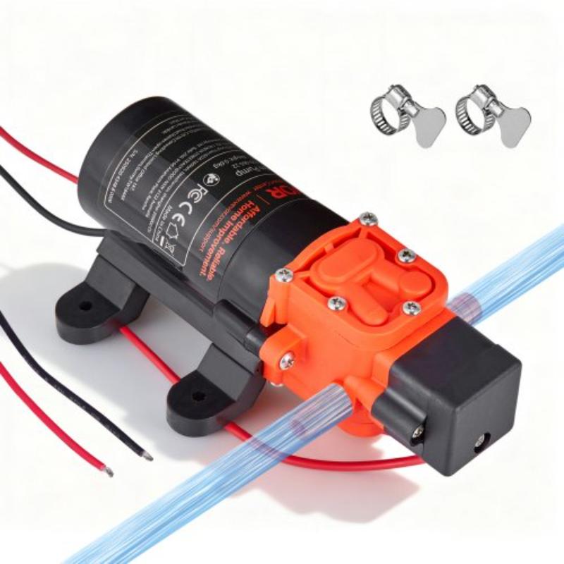 Water Pressure Pump, 12V DC 1.2 GPM (4.5 L/min), 2-Chamber Self-Priming Diaphragm Water Pump with 2 Hose Clamps, 80 PSI Max Pressure, Quiet...