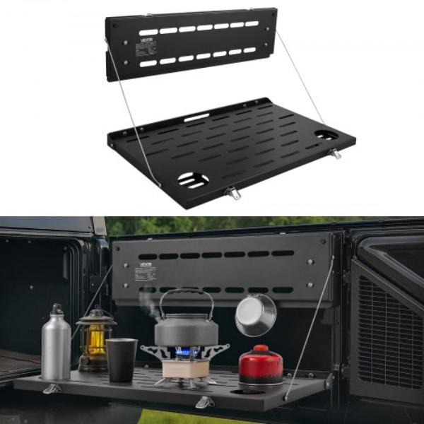Tailgate Table - Carbon Steel Foldable Molle Panel Drop Down Table - 88 lbs Load - Rear Door Cargo Storage Rack Shelf for 2021-2025 Ford Bronco