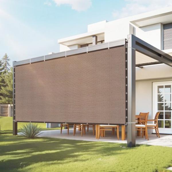 90 Percent Sun Shade Cloth - 10 x 12 ft. Pergola Shade Cover - Brown - 140 GSM HDPE Material - Outdoor - Patio - Garden - Backyard