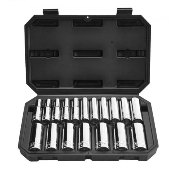 Socket Set - 0.5 in. Drive Metric Size 10 to 27 mm Mechanic Tool Kit with Storage Case Chrome Plated CR-V Alloy Steel - 18 Piece