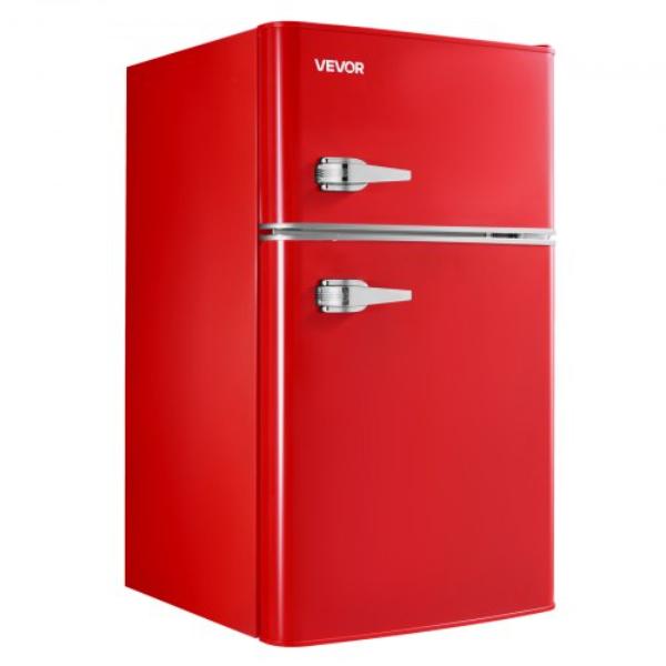 Picture of Vevor YSJSMNBXDLLDC70RE001V1 Mini Fridge - Freezer - 3.2 cu. ft. - Two Door - Adjustable Temperature - Glass Shelf - Energy Efficient - Low Noise - Red