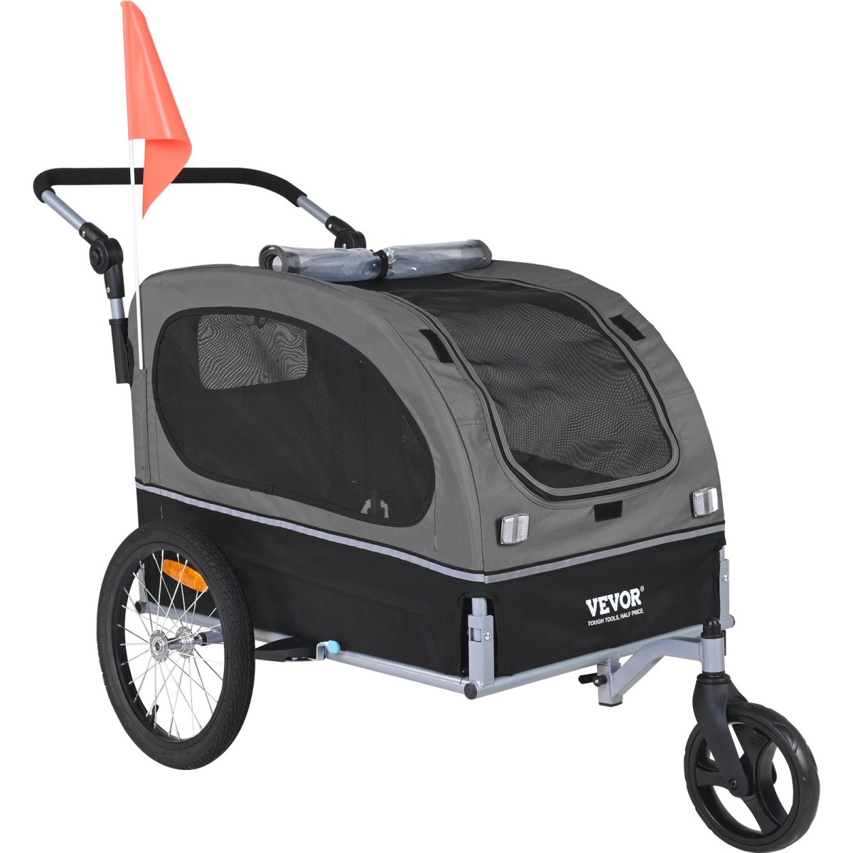 Picture of Vevor TCTCLYSCWZXCSF5IBV0 Dog Bike Trailer - Supports up to 88 lbs&#44; 2-in-1 Pet Stroller Cart Bicycle Carrier - Black & Gray
